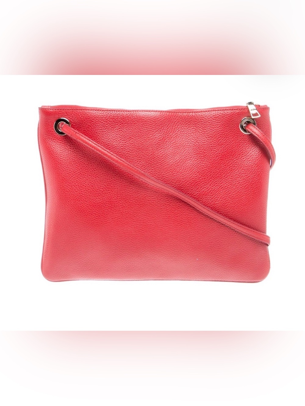 Coach Red Pebbled Leather Shoulder Bag with Gold Chain Strap - Picture 3 of 11